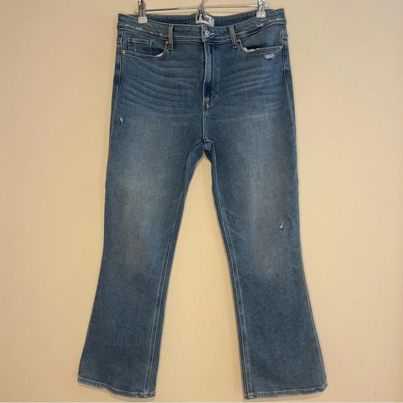 PAIGE Claudine Seaspray Distressed Cropped Kick Jeans - Picture 2 of 8